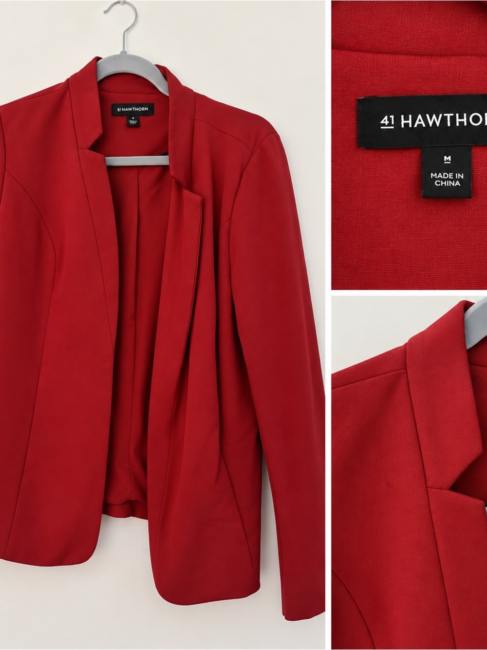 41 Hawthorn Red Open-Front Blazer